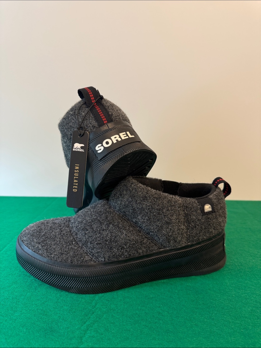 Sorel Gray Insulated Wool Slip-On Ankle Booties